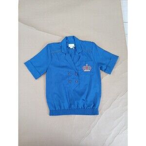 Vintage Jordana Womens XS Shirt Blouse Top Royal Blue Shoulder Pads
